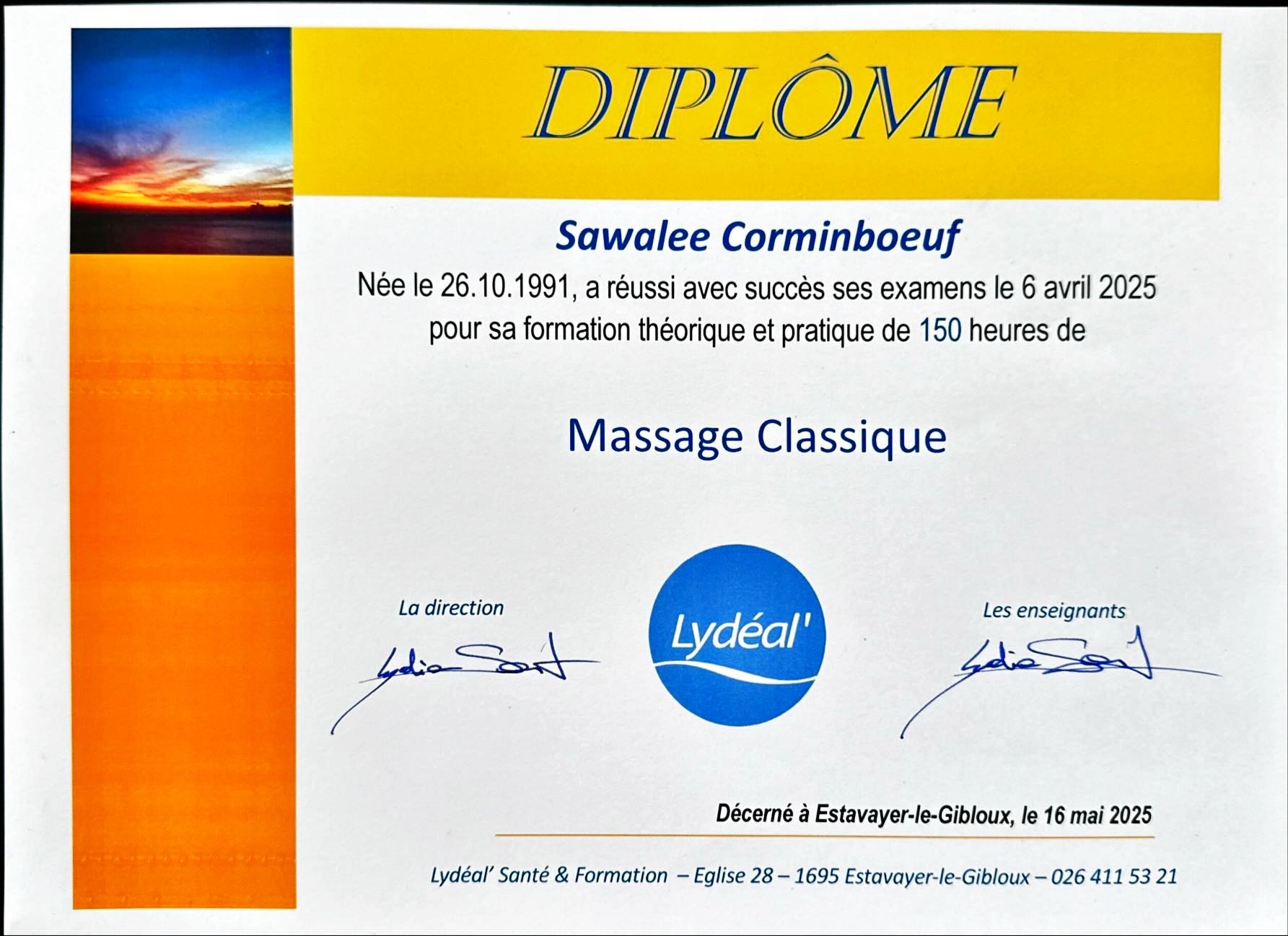 Diplôme Massage Classique