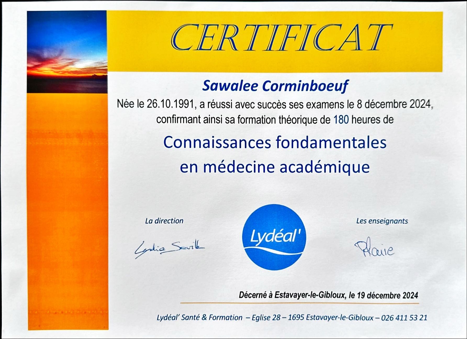 Certificat Anatomie