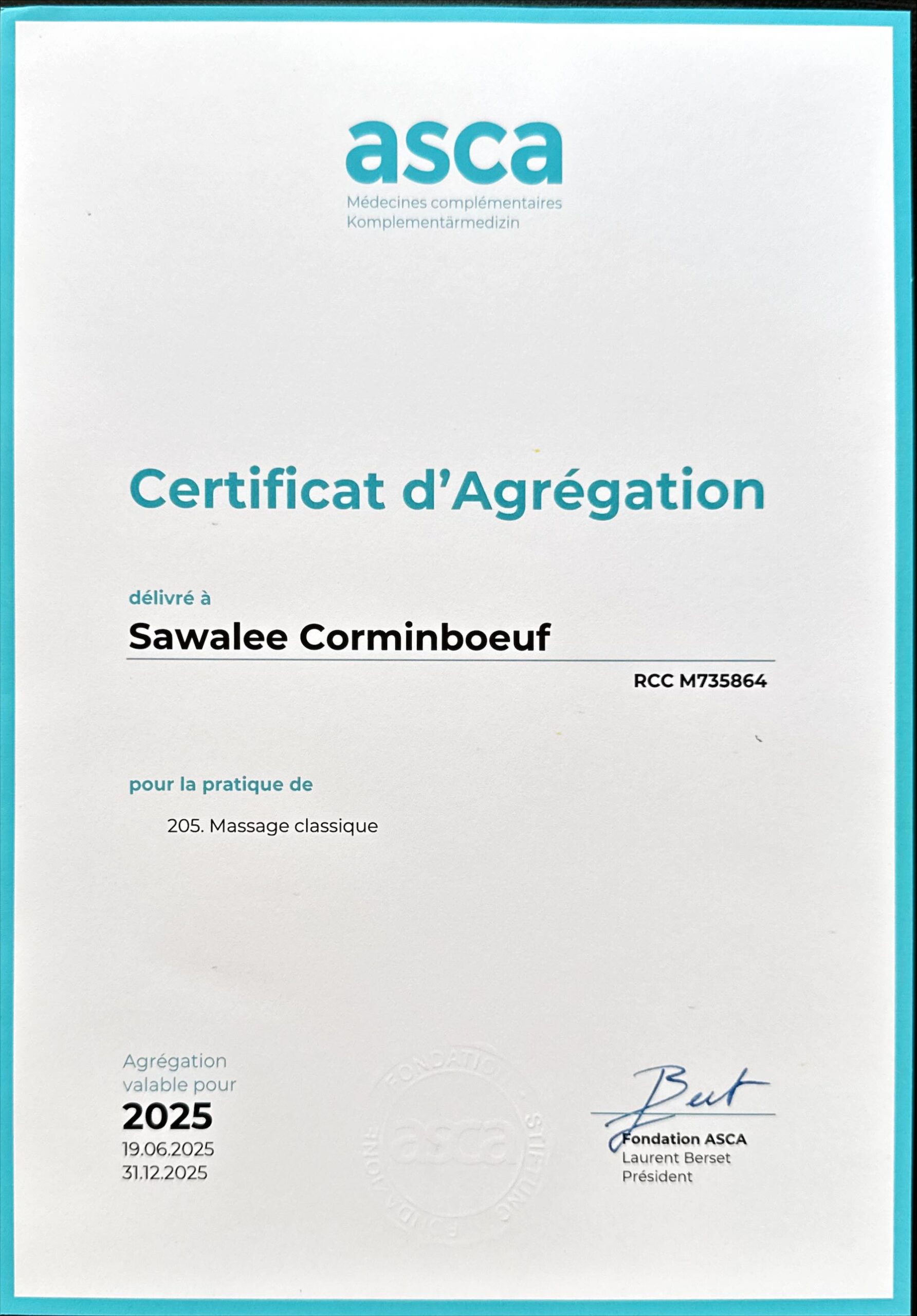 Certificat d'agrégation ASCA